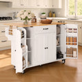 Noelse Kitchen Island with Storage, Island Table for Kitchen with Drop Leaf, Spice Rack, Towel Bar for Small Kitchens, White