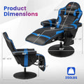 Ergonomic Gaming Recliner Chair with Massage, Retractable Footrest & Cup Holder, Height Adjustable Racing Style Swivel Video Game Chair