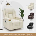 AECOJOY Massage Recliner Manual Chair with Heating & 360° Swivel Rocking Function, Cream White