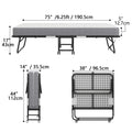 Folding Bed with Mattress 75" x 31" Cot Size Folded Bed, Rollaway Guest Bed Portable Foldable Extra Bed for Adults Daybed with 5" Memory Foam Mattress Space - Saving Sturdy Metal Grid Frame