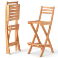 Tangkula Outdoor Portable High Top Acacia Wood Bar Height Chair with Backrest & Footrest
