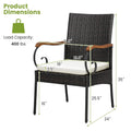 Set of 2, Outdoor PE Rattan Chairs with Soft Zippered Cushion, Heavy-Duty Metal Frame & All-Weather Wicker