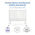 Delta Children Lee Portable Folding Mini Crib with 1.5 - Inch Mattress - Greenguard Gold Certified, Bianca White