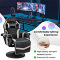 Ergonomic Gaming Recliner Chair with Massage, Retractable Footrest & Cup Holder, Height Adjustable Racing Style Swivel Video Game Chair