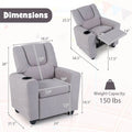 Kids Recliner Chair with Cup Holder & Side Pocket, Adjustable Toddler Lounge Sofa, Ergonomic Children Armchairs for Boys Girls Age 3+, 150lbs