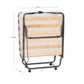 Riverbay Furniture Metal Folding Bed with Memory Foam Mattress in Beige