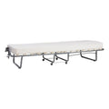 Riverbay Furniture Metal Folding Bed with Memory Foam Mattress in Beige