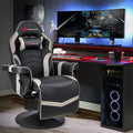 Ergonomic Gaming Recliner Chair with Massage, Retractable Footrest & Cup Holder, Height Adjustable Racing Style Swivel Video Game Chair