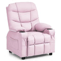 Kids Recliner Chair PU Leather Adjustable Lounge Sofa with Cup Holder, 3 Pockets & Retractable Footrest, Ergonomic Toddler Furniture Sofa