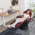 Ergonomic Gaming Recliner Chair with Massage, Retractable Footrest & Cup Holder, Height Adjustable Racing Style Swivel Video Game Chair