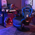 Ergonomic Gaming Recliner Chair with Massage, Retractable Footrest & Cup Holder, Height Adjustable Racing Style Swivel Video Game Chair