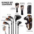 PGA Tour Right - Handed 10 Piece Kids Golf Club Stand Bag Set; Player Height 4'8 - 5'2", Ages 8 - 12