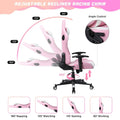 Homemiyn Gaming Chair with Speakers Video and RGB LED Lights, Pink PU Leather Ergonomic Racing Office Chair