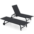Tangkula Lounge Chair Outdoor 6-Position Recliner Metal Frame  Breathable Fabric (1/2)