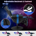 Ergonomic Gaming Recliner Chair with Massage, Retractable Footrest & Cup Holder, Height Adjustable Racing Style Swivel Video Game Chair