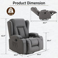 AECOJOY Recliner Chair with Massage and Heat, 360° Swivel Rocking, Grey