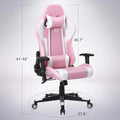 Homemiyn Gaming Chair with Speakers Video and RGB LED Lights, Pink PU Leather Ergonomic Racing Office Chair