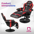Ergonomic Gaming Recliner Chair with Massage, Retractable Footrest & Cup Holder, Height Adjustable Racing Style Swivel Video Game Chair