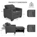 DURASPACE 3 in 1 Convertible Sleeper Chair Bed with Usb Port, Linen Pull Out Chair Indoor, Dark Gray