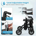 2-in-1 Folding Rollator Walker with Seat, Armrests & 9" All-Terrain Pneumatic Tires, Rolling Walker Wheelchair Combo for Seniors 300LB Capacity