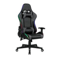 Homemiyn Gaming Chair with Speakers Video and RGB LED Lights, Pink PU Leather Ergonomic Racing Office Chair