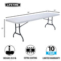 Lifetime 8 - Foot Commercial Grade Folding Table, White Granite (22980)