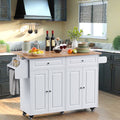 Lofka 52 - Inch Kitchen Island with Storage on Wheels with Wood Drop Leaf, Ideal for Small Kitchens