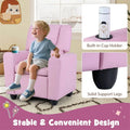 Kids Recliner Chair with Cup Holder & Side Pocket, Adjustable Toddler Lounge Sofa, Ergonomic Children Armchairs for Boys Girls Age 3+, 150lbs