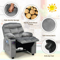 Kids Recliner Chair Adjustable Velvet Lounge Sofa with Cup Holders, 3 Pockets, Retractable Footrest, Toddler Furniture Sofa for Boys Girls Room