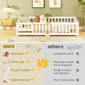 Slsy Twin Size Toddler Floor Bed, Solid Wood Montessori Bed Frame with Fence & Door Montessori Floor Bed Crib with Safety Guardrails for Girls and Boys