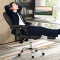 400 LBS Big and Tall Office Chair 6-Point Massage Executive Chair with Reclining Backrest, High Back Leather Swivel Computer Task Chair