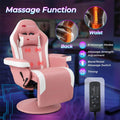 Ergonomic Gaming Recliner Chair with Massage, Retractable Footrest & Cup Holder, Height Adjustable Racing Style Swivel Video Game Chair