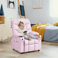 Kids Recliner Chair PU Leather Adjustable Lounge Sofa with Cup Holder, 3 Pockets & Retractable Footrest, Ergonomic Toddler Furniture Sofa