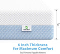 Dual Sided Crib and Toddler Mattress. 6 inch 2-in-1 Foam Baby Mattress for Standard Full Size Crib. with Removable Washable Cover