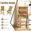Tangkula 3 Piece Teak Wood Bistro Set, Outdoor Conversation Set with 2 Folding Chairs & Square Side Table