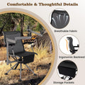 360° Swivel Hunting Chair with Adjustable Equipment Rest & Armrests, Folding All-Terrain Deer Blind Chair for Outdoor Camping, 330LBS Capacity