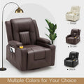 AECOJOY Massage Recliner Manual Chair with Heating & 360° Swivel Rocking Function, Brown