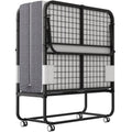 Folding Bed with Mattress 75" x 31" Cot Size Folded Bed, Rollaway Guest Bed Portable Foldable Extra Bed for Adults Daybed with 5" Memory Foam Mattress Space - Saving Sturdy Metal Grid Frame