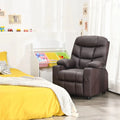 Kids Recliner Chair PU Leather Adjustable Lounge Sofa with Cup Holder, 3 Pockets & Retractable Footrest, Ergonomic Toddler Furniture Sofa