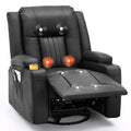 AECOJOY Massage Recliner Manual Chair with Heating & 360° Swivel Rocking Function, Black