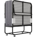 Folding Bed with Mattress 75" x 31" Cot Size Folded Bed, Rollaway Guest Bed Portable Foldable Extra Bed for Adults Daybed with 5" Memory Foam Mattress Space - Saving Sturdy Metal Grid Frame