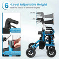2-in-1 Folding Rollator Walker with Seat, Armrests & 9" All-Terrain Pneumatic Tires, Rolling Walker Wheelchair Combo for Seniors 300LB Capacity
