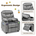Kids Recliner Chair Adjustable Velvet Lounge Sofa with Cup Holders, 3 Pockets, Retractable Footrest, Toddler Furniture Sofa for Boys Girls Room