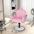 Reclining Barber Chair, 360° Swivel Salon Chair with Heavy Duty Hydraulic Pump, Adjustable Height & Headrest for Hair Styling, Makeup, Tattoo
