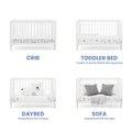 Delta Children Austin Acrylic 4 - in - 1 Convertible Baby Crib - Greenguard Gold Certified. Bianca White/Natural