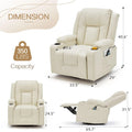 AECOJOY Massage Recliner Manual Chair with Heating & 360° Swivel Rocking Function, Cream White