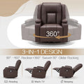 AECOJOY 3 PCS Leather Recliner Sofa Set with Swivel Massage Chair, Brown