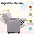 Kids Recliner Chair with Cup Holder & Side Pocket, Adjustable Toddler Lounge Sofa, Ergonomic Children Armchairs for Boys Girls Age 3+, 150lbs